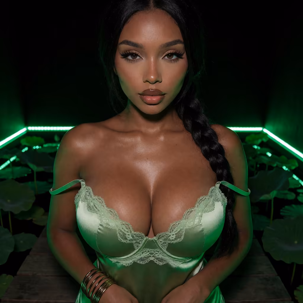 horny ai voice messages — a character portrait shot in a lotus setting